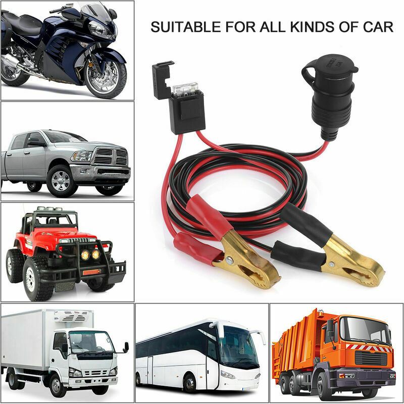Rallonge Allume-cigare 12V Avec Pince Batterie - Longueur 3 M, Fil 16AWG, Fusible 15A Inclus - Pour Voiture, Camping-car