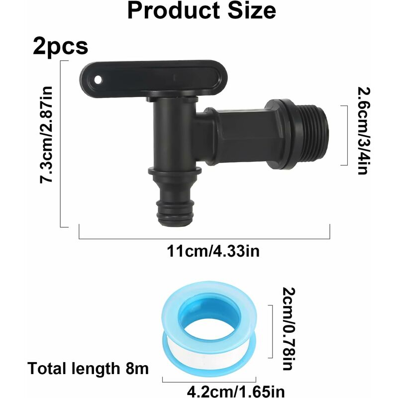 Robinet à bout d'eau Hozelock Tuyau de pluie Baril / Bsp Filetage