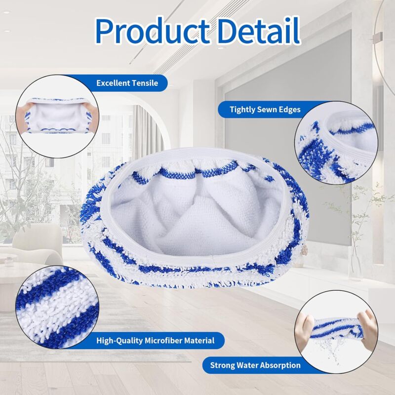 4 Lingettes Microfibre Pour Nettoyeur Vapeur Rowenta - Compatible Clean & Steam, Très Absorbantes