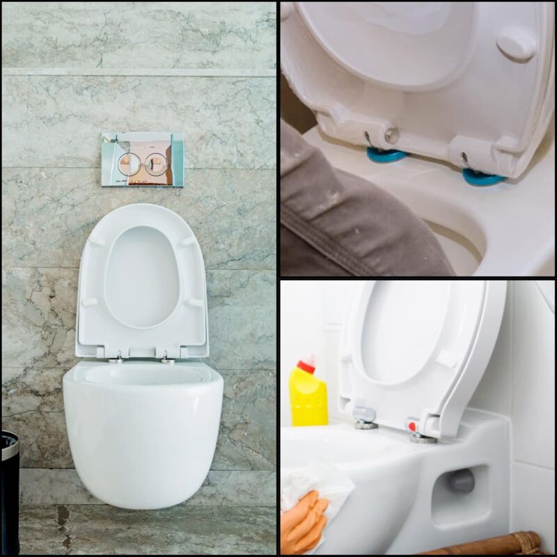 Kit De 2 Charnières Pour Siège De WC - Fixation Par Le Haut, écrous En Caoutchouc, Vis Inox - Remplacement Universel - 11