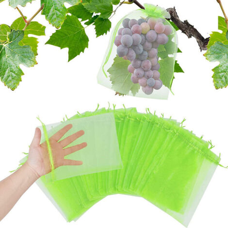 100 Sac Protection Fruits Sacs Filets Protection des Grappes de Raisins Contre Les Oiseaux et Insectes Guêpes Frelons 30 x 20 cm