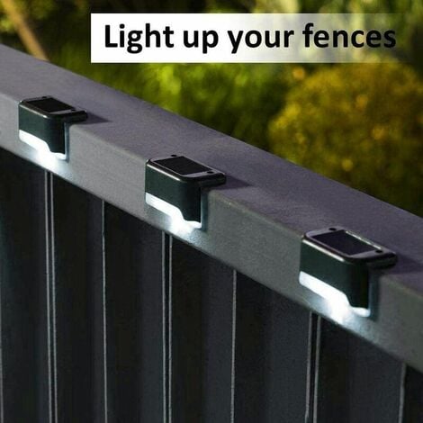 Lampe de clôture solaire étanche, lumière de pont solaire, lampe d'escalier, lampes solaires de jardin LED IP65 pour clôtures d'escalier de patio (Lumière chaude-Noir, 12 PCS)