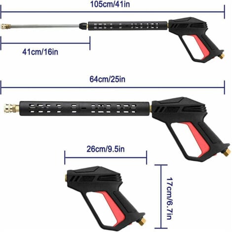 Pistolet de nettoyage haute pression avec 5 embouts de buse de pulvérisation amovibles, kit d'embouts 4000psi m22 pour K2, K3, K4, K5, K6, K7 nettoyeur haute pression