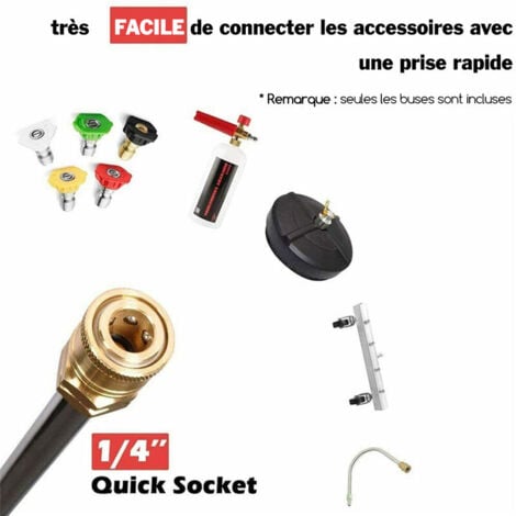 Pistolet de nettoyage haute pression avec 5 embouts de buse de pulvérisation amovibles, kit d'embouts 4000psi m22 pour K2, K3, K4, K5, K6, K7 nettoyeur haute pression