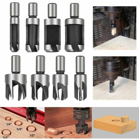 Tourillon Bois 8PCS HSS Foret Bois Fraise à Bouchonner Bois outil de coupe bois Mèches des Bouchons Wood Plug Cutter Drill Bits 6mm /10mm/13mm/16mm Petite Fraise Bois Pour Perceuse - Keyoung