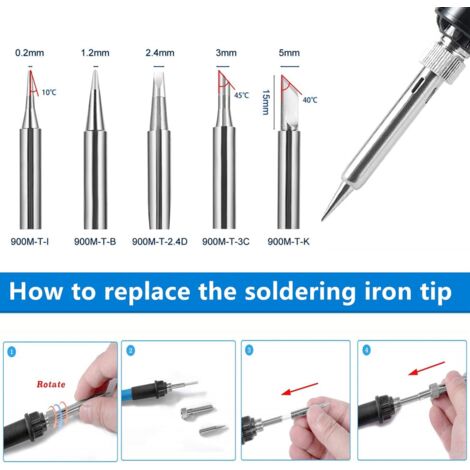 Fer a Souder [Upgraded] Fer a Souder Etain de Précision avec Interrupteur ON/OFF, Temperature Réglable 200-450℃, 9 en 1 Kit, 5 pointes de fer à souder, fil à souder, Support de fer à souder