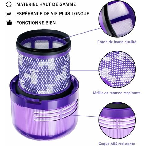 Dyson V11 Absolute Extra Pro, 2 Pack Filtres pour V11 Torque Drive Animal, V15 Detect sans fil Aspirateur SV14 SV17 SV22 Hepa Filtre de Remplacement Lavable Remplace  DY-970013-0