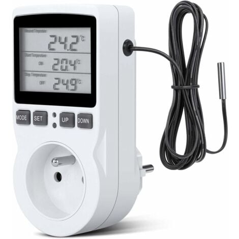 Prise Minuteur Digital, Prise Programmable Digitale avec Sonde, Minuterie  Numérique Programmable, Prise Thermostat chauffage pour Serre