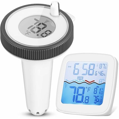 Thermometre Piscine sans Fil Flottant à Lecture Facile, Thermomètre de  Piscine Numérique, Thermomètres Extérieur/Intérieur pour