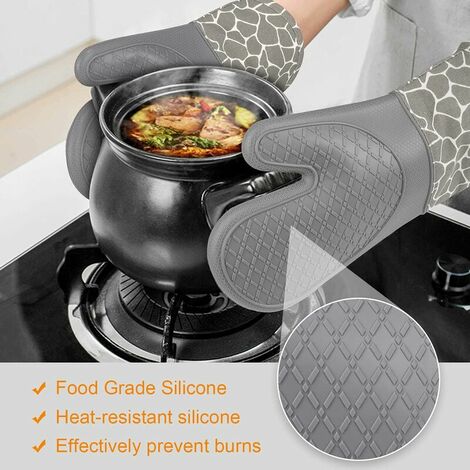 Manique de four en silicone épais - Mini gant de four résistant à la  chaleur - Pour pâtisserie, cuisine, barbecue - Noir