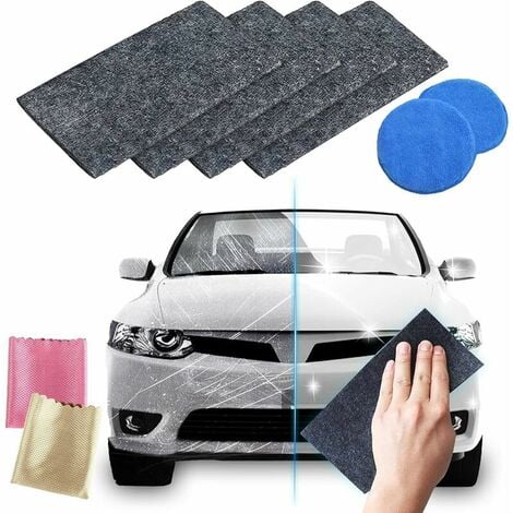 4pcs Nano Sparkle Cloth，Nanosparkle Anti Rayure，Rayure Voiture Réparer  Tissu de réparation des Rayures, Efface