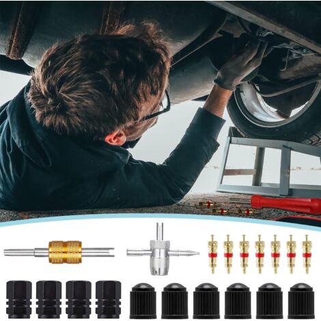 Kit Démonte Obus De Valve UGBO - 42 Pièces Pour Voiture, Vélo, Moto - Outils Réparation Valves Pneu + Noyaux Et Bouchons