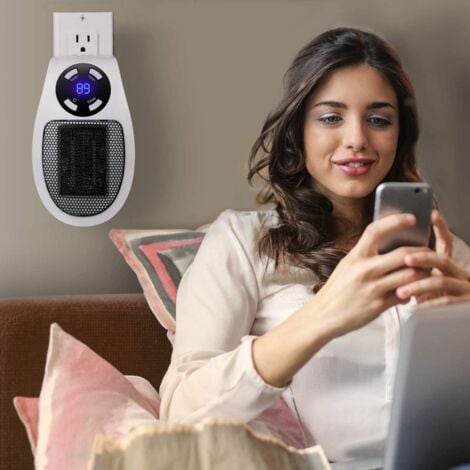 500 Watts Chauffage Soufflant Ceramique Mini Chauffage Soufflant Chauffage éConomique Portable Chauffage sur Prise avec Thermostat et Minuterie, pour Bureau, Chambre, Salon-（blanche-avec télécommande）