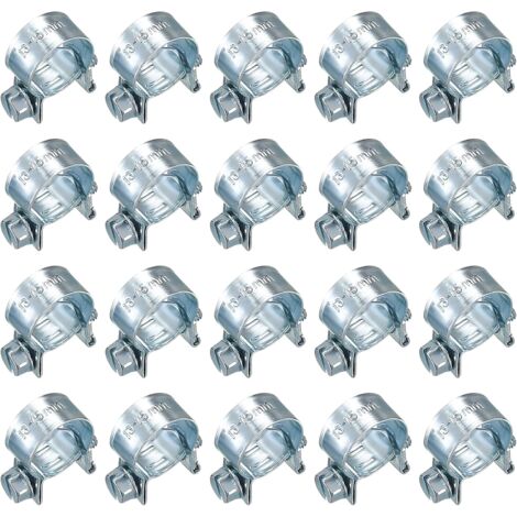 Glarks Lot de 50 mini colliers de serrage réglables en acier inoxydable de 7 à 18 mm pour tuyau d'injection de carburant (kit de colliers de serrage Glarks Lot de 50 mini colliers de serrage réglables en acier inoxydable de 7 à 18 mm pour tuyau d'injection de carburant (kit de colliers de serrage