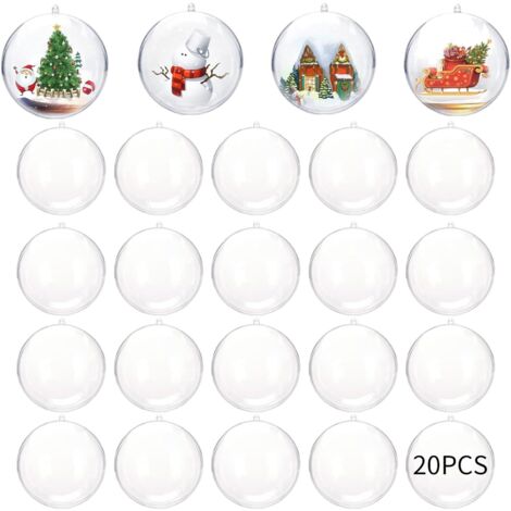 20 Boules De Noël Acryliques 4cm Transparentes - Remplissables, Réutilisables, DIY