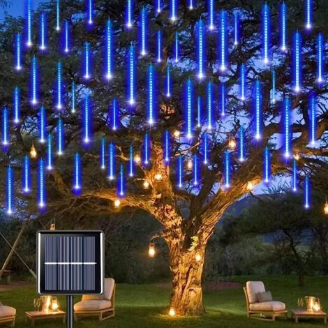 Guirlande Lumineuse Solaire Pluie De Météores - 8 Tubes 240 LED, IP65 étanche, Pour Noël, Jardin, Fête