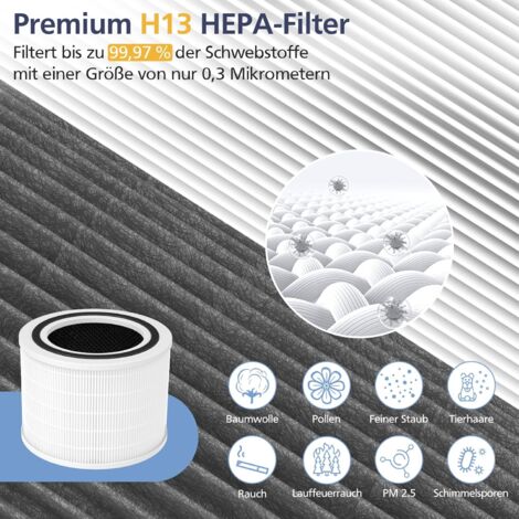 Filtre HEPA H13 + Charbon Actif Pour Purificateur D'Air - Rechange 2en1 Performant