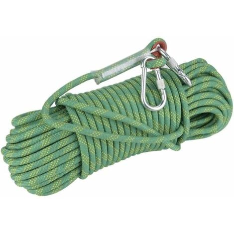 20M Corde De Sécurité d'escalade Extérieure Anti-déchirures Alpinisme Sauvetage Corde,12mm de diamètre Corde pour Le Randonnée Vert