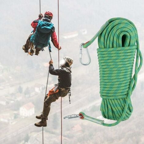 20M Corde De Sécurité d'escalade Extérieure Anti-déchirures Alpinisme Sauvetage Corde,12mm de diamètre Corde pour Le Randonnée Vert