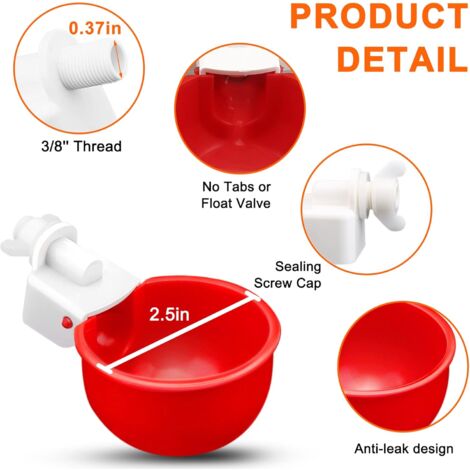 DIY Abreuvoir Automatique Poules • Kit Avec 6 Gobelets + Foret • Pour Poules, Canards, Oies • Système Gravité