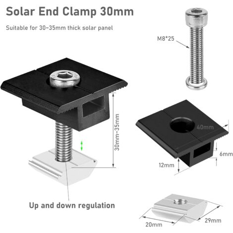 10 Supports Panneau Solaire Aluminium 30mm - Fixation Toit Plat Pour Camping-Car/Bateau - Avec Vis Et Écrous