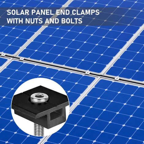 24 Supports De Panneau Solaire En Alliage D'aluminium - 30 Mm, Noir, Avec écrous Et Vis - Pour Fixation Sur Rail Photovoltaïque Toiture, Camping-car, Bateau