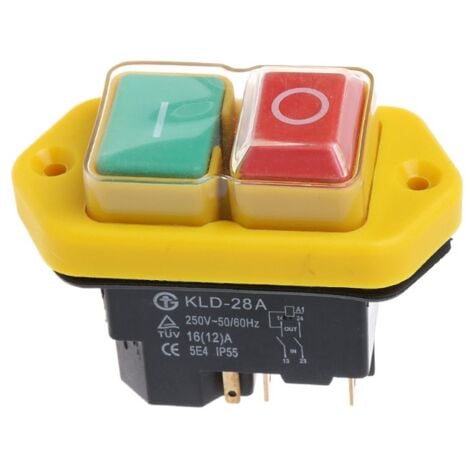 Interrupteur à Bouton-Poussoir 1PC KJD17B Interrupteur de Bouton 22 0V-240V 16A 5 Switch Power Tool -Pin