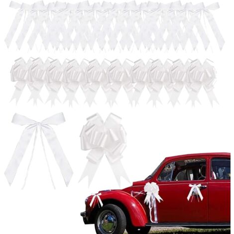 HSUYUN Noeud Voiture Mariage Blanc, 50 Pièces Noeud Cadeau