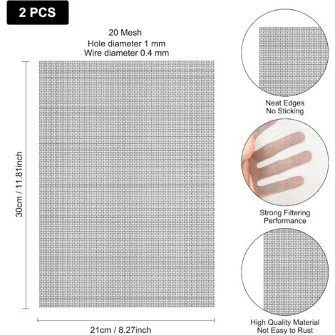 8 Pièces Maille Métallique Acier Inox 20 Mesh - Grillage Filtre DIY 3 Tailles