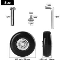 50 x18mm Roues Valise Universelle De Rechange pour Bagages 4 pièces,Caoutchouc Métal Valise Kit pour Valise,Chariot à Main,Poussette