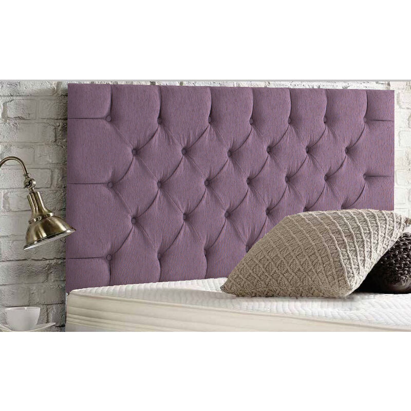 Chesterfield Chenille 5ft Kingsize 24" Headboard Purple