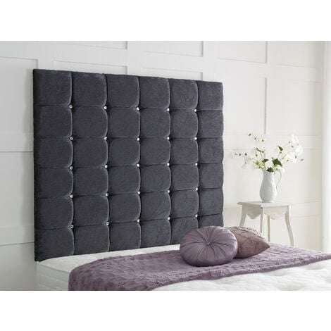 Grey velvet store headboard single