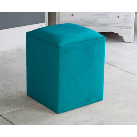 Mini Footstool Pouffe Plush Velvet Black Stool Foot Rest Under