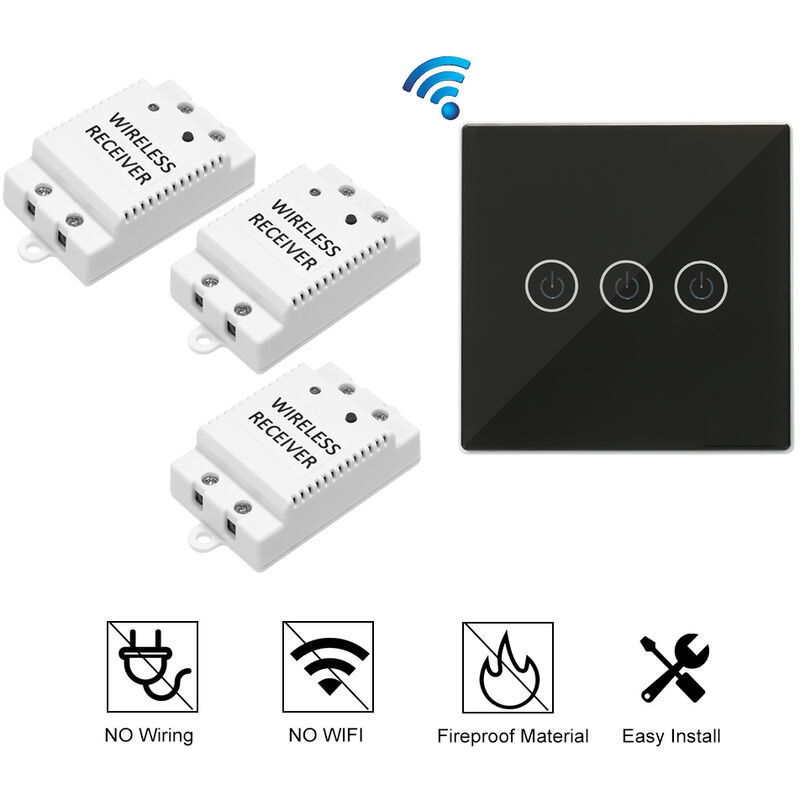 Interrupteur tactile WiFi triple blanc compatible avec de nombreux