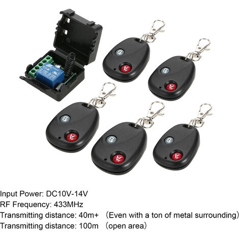 Commutateur de télécommande de style petite valise monocanal DC 12 V, contrôle d'accès, contrôle d'éclairage LED, etc. avec 5 télécommandes
