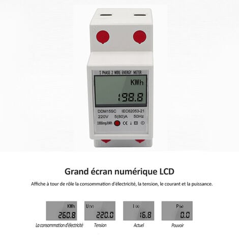 KKmoon – compteur numérique monophasé multifonction, affichage LCD, mesure  de la tension, de la fréquence et du