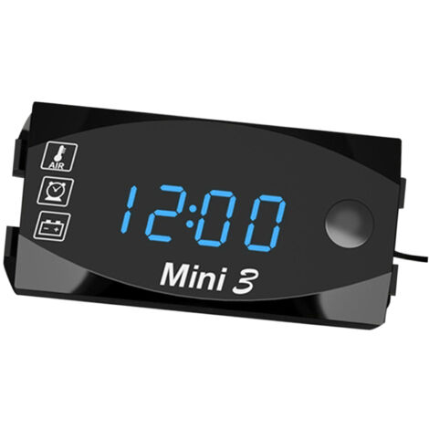 Thermomètre Horloge Voltmètre Voiture 2 En 1 - Écran LED Bleu - Température Intérieure Et Voltage - Installation Facile