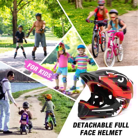 Casque de vélo - Détachable - Sports de plein air - Enfants - Rouge - Crocodile - 52-56/54-58cm