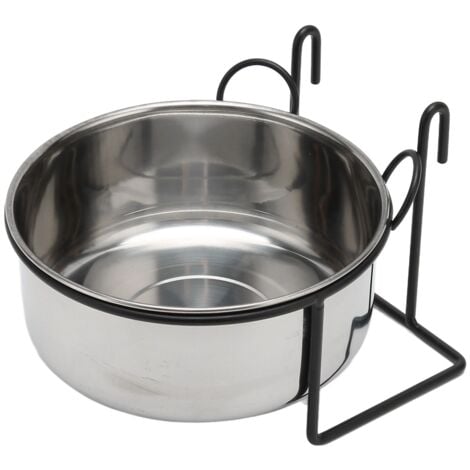 Bols pour Chien/Chat Suspendus en Acier Inoxydable - Support Métallique avec Bol Amovible - Pour Cage/Volière - Accessoire Pratique pour Animaux