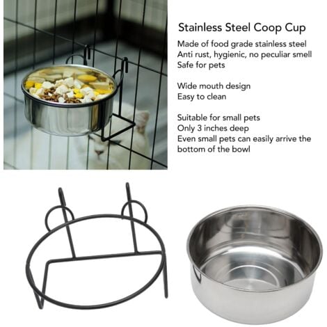 Bols pour Chien/Chat Suspendus en Acier Inoxydable - Support Métallique avec Bol Amovible - Pour Cage/Volière - Accessoire Pratique pour Animaux