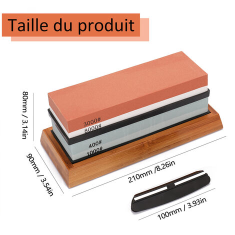 Ensemble de Pierres à Aiguiser de Qualité Supérieure à Grain 400/1000 3000/8000 Base Antidérapante, avec Pierre à Aplatir