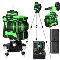 Niveau à bulle laser 3D 12 lignes Niveau à bulle laser 1,5 m Ensemble à trois pieds relevable Niveau à bulle + support mural + support triangulaire + plaque de fer + alimentation électrique + sac port