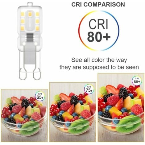 Lot de 8 ampoules LED G9, G9 LED 220 V Blanc naturel 5500 K 3 W équivalent halogène 30 W [Classe énergétique E] Bluedeer