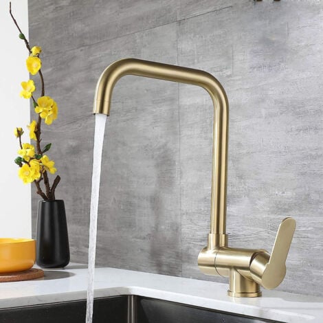 Mitigeur Cuisine Rabattable,robinet Cuisine Rabattable D'or Brossé En Acier Inoxydable,Robinet Pliable Moderne