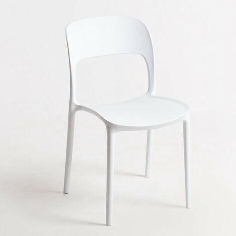 Kosmi - lot de 4 chaises blanches style scandinave modèle avec coque en  résine blanche, pieds en bois naturel et croisillons métal noirs - Conforama