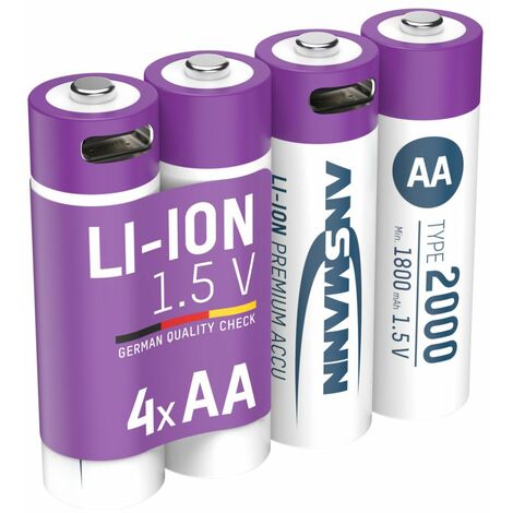Batterie agli ioni di litio Mignon AA tipo 2000 (min. 1800 mAh) Blister di carta da 4 confezioni