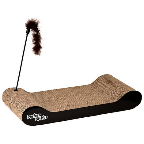 Perfect Claws Katzen Kratzmatte - Venteo™ - Kratzmatte für Krallen - Aus Pappe - Erwachsene - Mit Katzenminze und Staubwedel