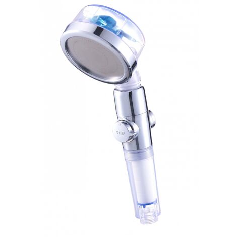 SAVEWATER POWER Handbrause - VENTEO - Duschkopf mit Hochdruckpropeller - Wassersparend und -filternd - Leistungsregulierung dank Stoppschalter - Gelenkkopf - Mehrere Farben erhältlich blau/rosa/gold