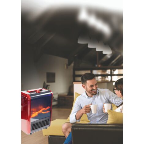 Roter Kamin - Venteo - Tragbarer, kompakter Kamin - Rot - Erwachsene - Flammeneffekt - Regulierbar 1500W