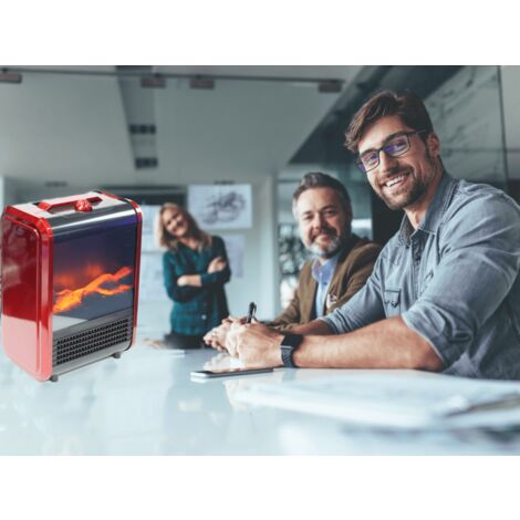 Roter Kamin - Venteo - Tragbarer, kompakter Kamin - Rot - Erwachsene - Flammeneffekt - Regulierbar 1500W